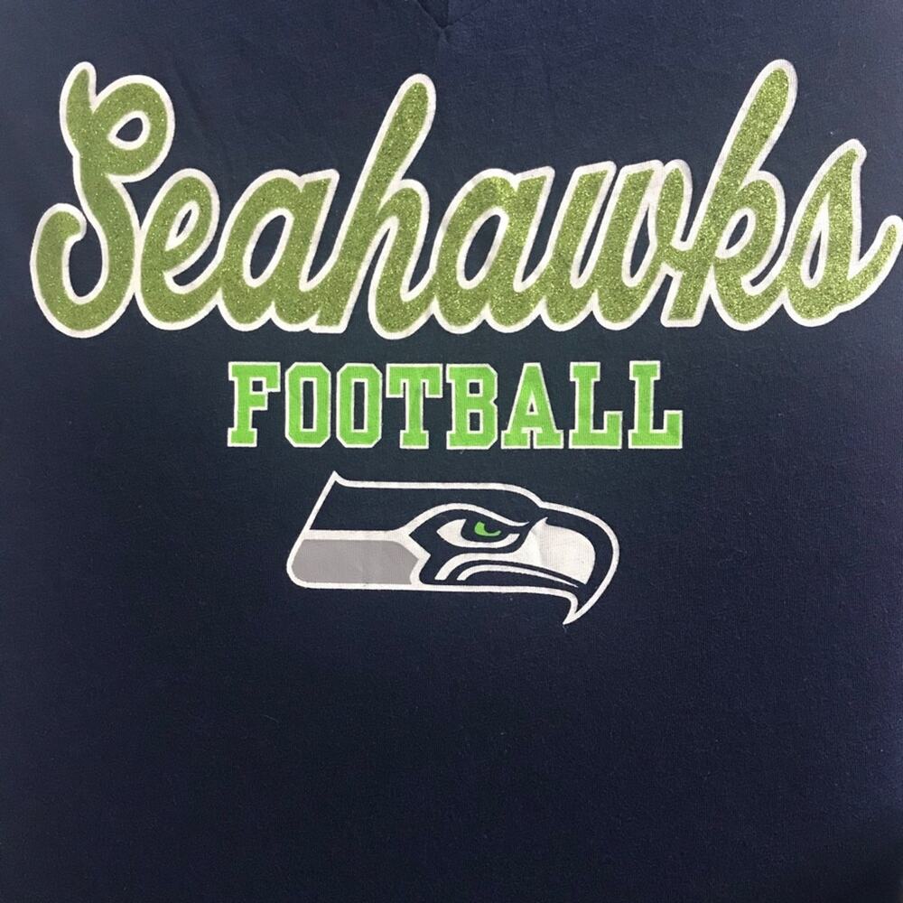 NFL Seattle Seahawks V-Neck Tee Navy Green Small - Picture 3 of 9